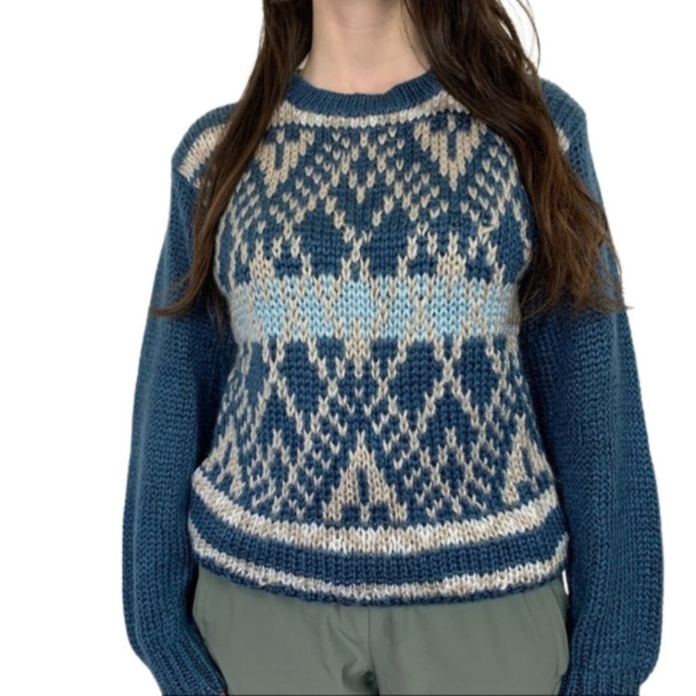 Vintage deb hand knit patterned sweater size small